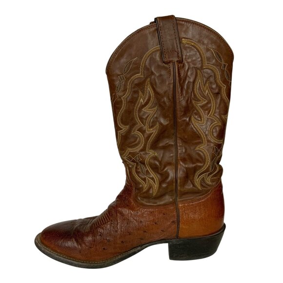 Tony Lama Mens Cognac Smooth Quill Ostrich Western Boots Size 11D Cowboy Boots - Picture 7 of 11